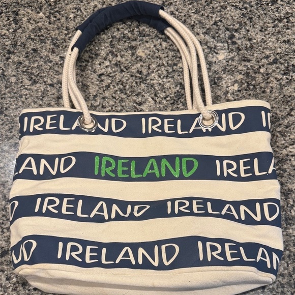 Made in Ireland Handbags - Ireland Canvas Tote Bag - Cream and Navy